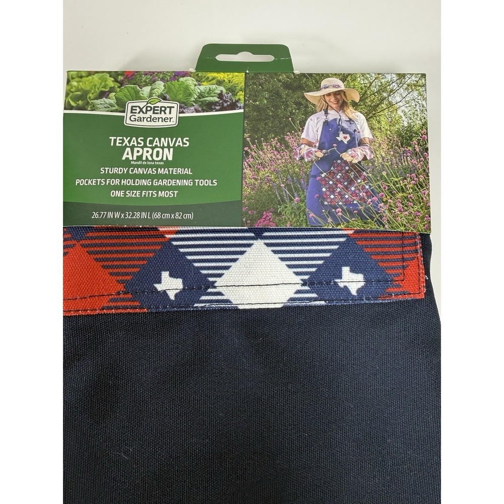 Texas Gardener Canvas Apron Red White & Blue Pockets One Size BBQ Cooking Gift